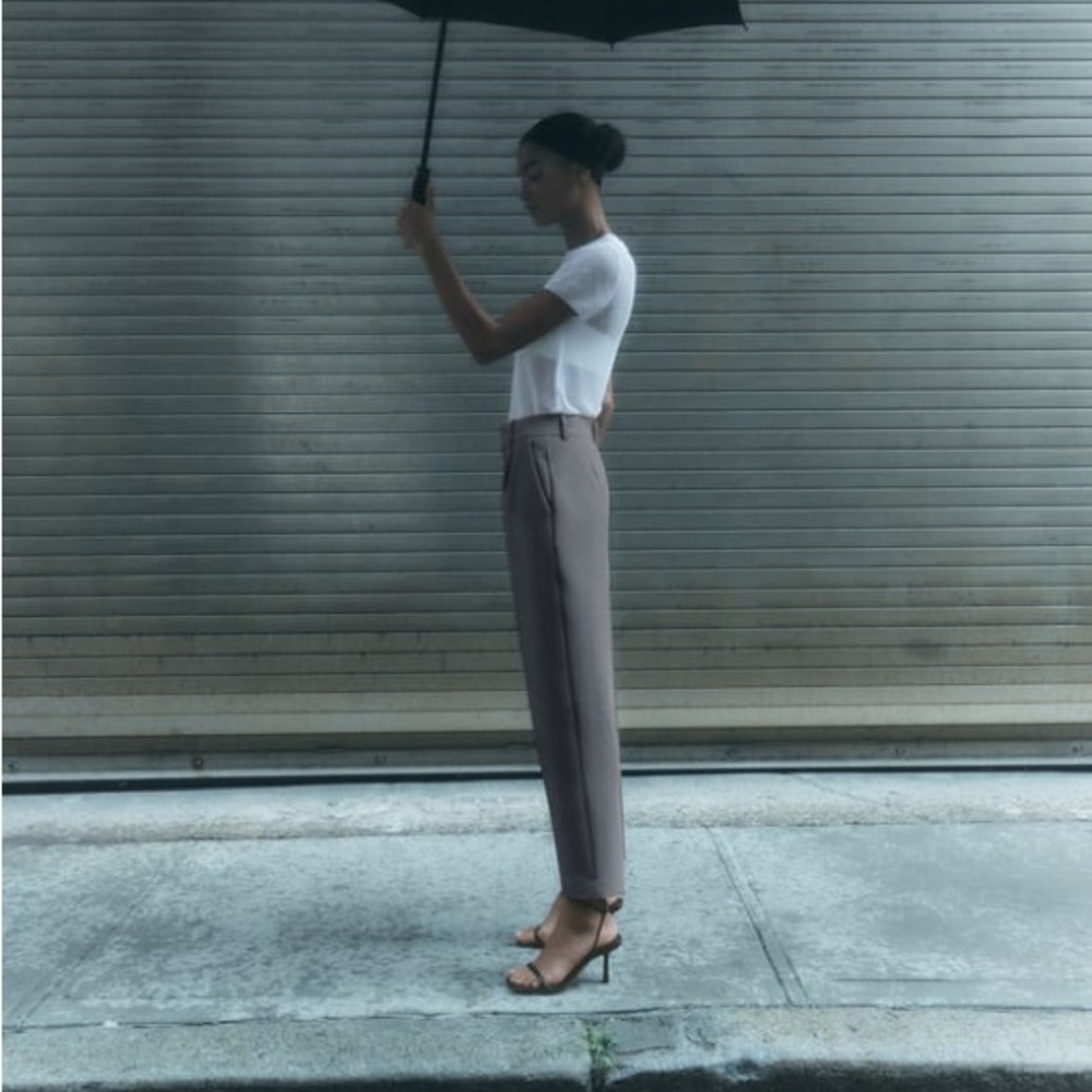 ZARA PLEATED MENSWEAR STYLE PANTS - GRAY